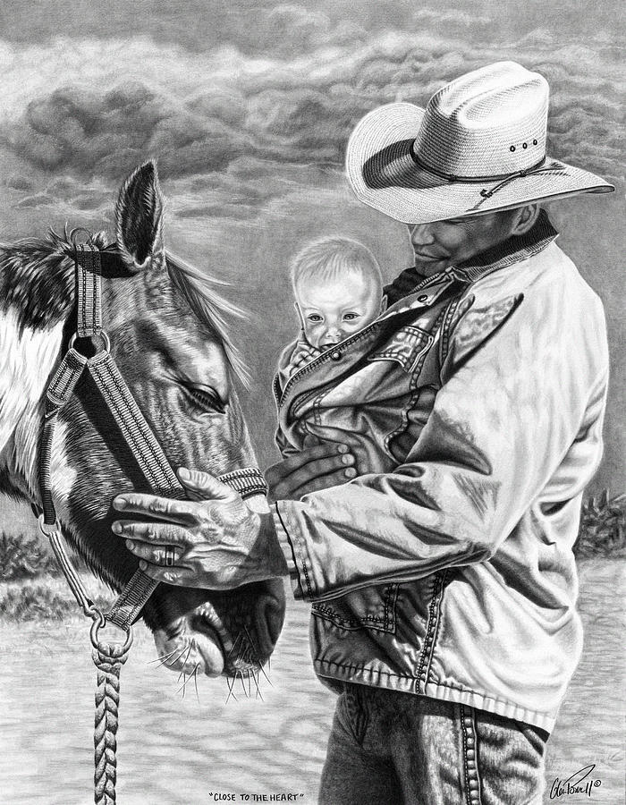 Horse Drawing - Close To The Heart by Glen Powell