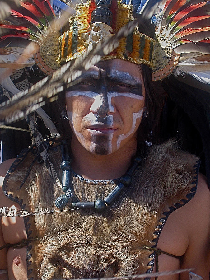Close-up Aztec performer Oodham Tash Casa Grande Arizona 2006 Photograph by David Lee Guss