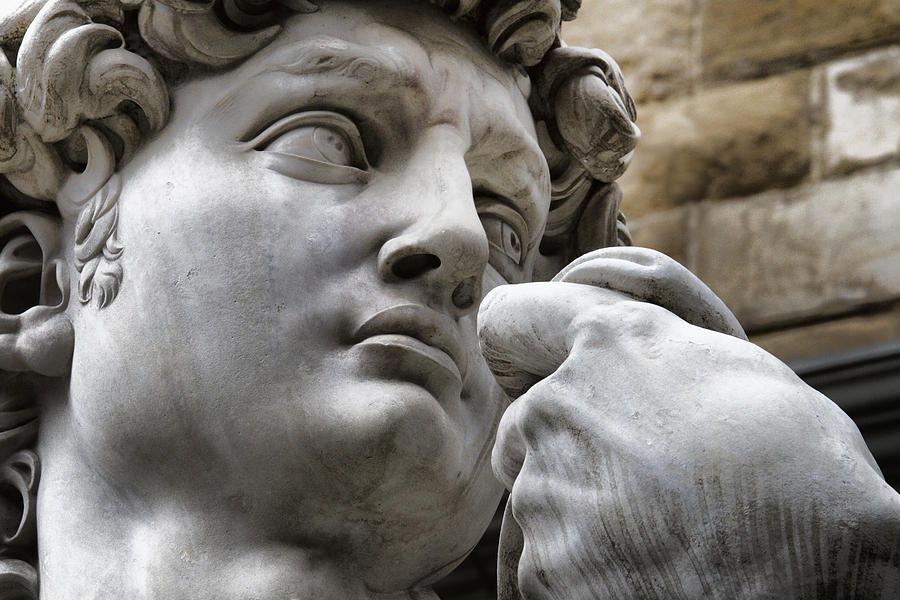 Close-up face Statue of David in Florence Photograph by David Smith