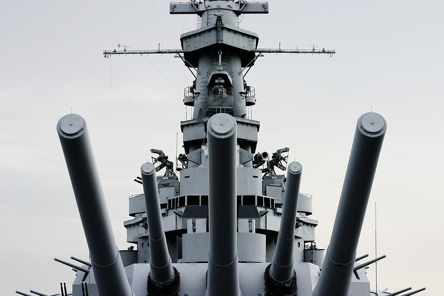 Close-up front of Battleship U.S.S. Alabama with retro tint Photograph by Upsidedowndog