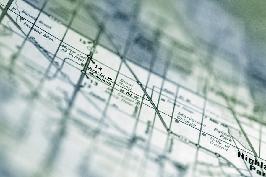 Close-up of a route on a map Photograph by Medioimages/Photodisc