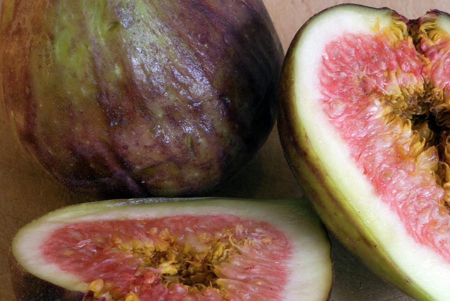 Close-up Of A Whole And A Cut Fig Photograph by Rebecca E Marvil