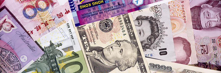 Color Image Photograph - Close-up Of Assorted Currencies by Panoramic Images
