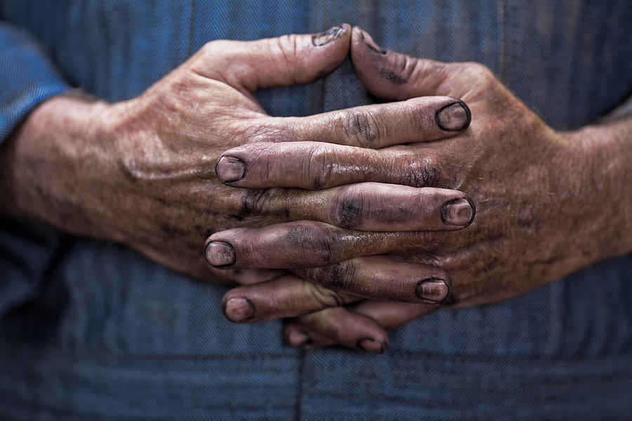 Close up of Caucasian mechanics dirty hands Photograph by Doug Berry