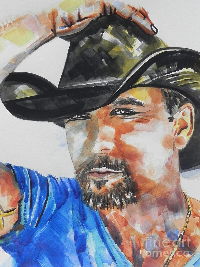 Country Singer Tim McGraw 01 Painting by Chrisann Ellis