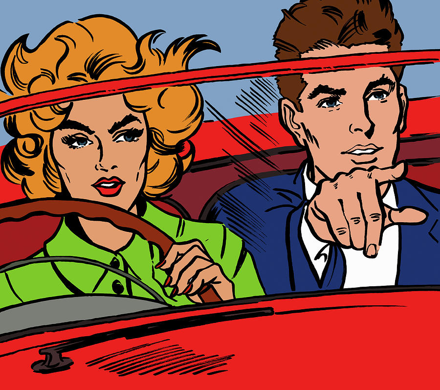 Close Up Of Couple Driving Red Digital Art by Jacquie Boyd Close Up Of Couple Driving Red Digital Art by Jacquie Boyd