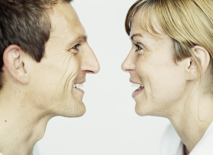 Close up of couple laughing together Photograph by Lisbeth Hjort