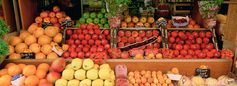 Paris Photograph - Close-up Of Fruits In A Market, Rue De by Panoramic Images
