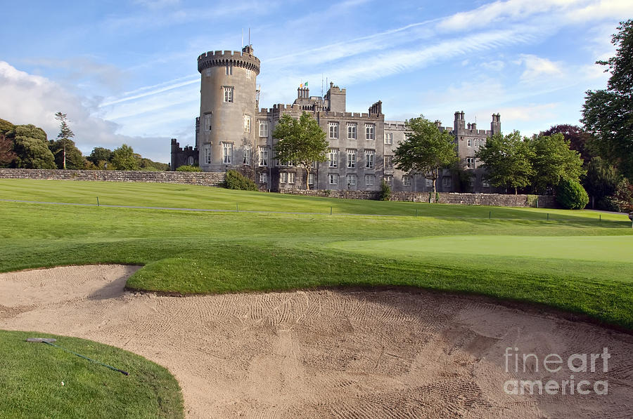 Golf Photograph - Close Up Of Golf Sand Bunker By Golf Green And Castle by Noel Moore