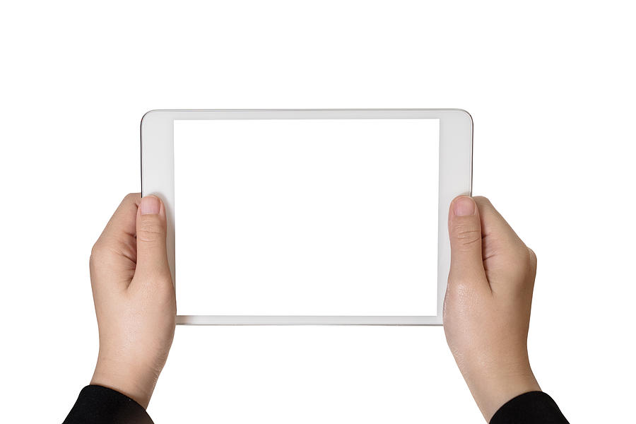 Close-Up Of Hands Holding Digital Tablet Over White Background Photograph by Woraphon Nusen / EyeEm Close-Up Of Hands Holding Digital Tablet Over White Background Photograph by Woraphon Nusen / EyeEm