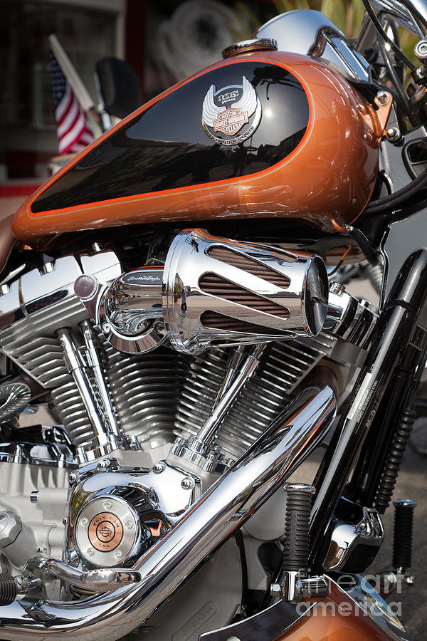 Close Up Of Harley Davidson Motorcycle V Twin Chromed Engine Photograph by Peter Noyce