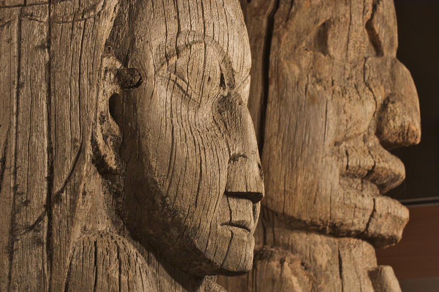 Tree Photograph - Close Up Of Historic Totem Poles In by Clark Mishler