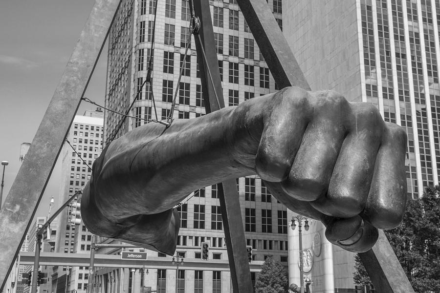 Joe Louis Fist winter in Detroit Weekender Tote Bag by John McGraw - Pixels