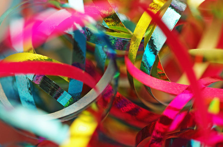 Close-Up of Metallic Ribbons Photograph by Adrienne Bresnahan