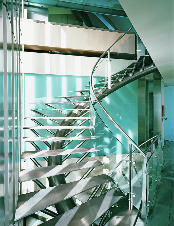 Close-up Of Modern Staircase Photograph by Erhard Pfeiffer