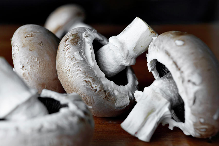 Close Up Of Raw Mushrooms Photograph by Debby Lewis-harrison