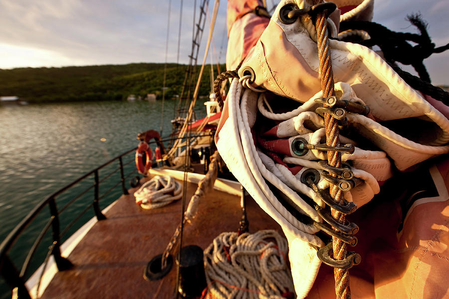 Close-up Of Sail And Rope On Boat Photograph by Panoramic Images