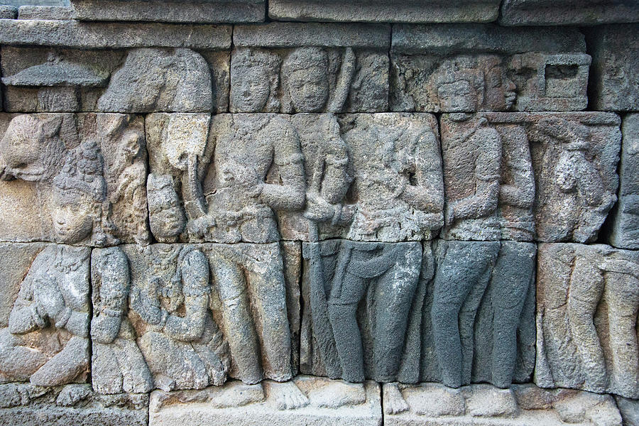 Architecture Photograph - Close-up Of Stone Carving, Borobudur by Keren Su