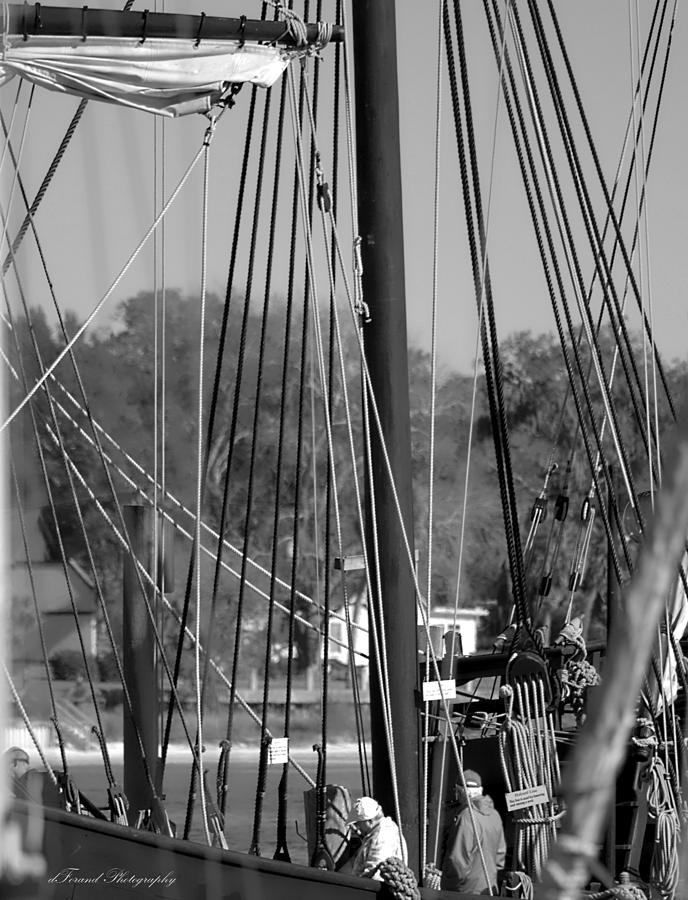 Boat Photograph - Close Up of Tall Ship  by Debra Forand