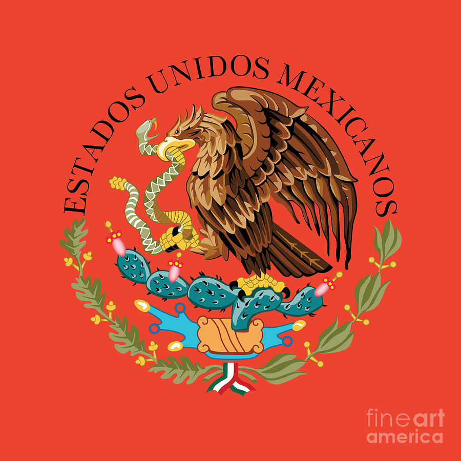 Mexican national flag Seal Digital Art by Sterling Gold