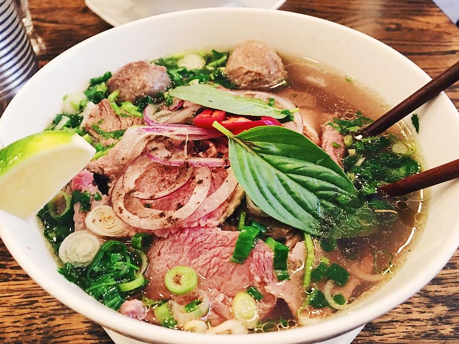 Close up of traditional Vietnamese noodle Pho soup Photograph by Alexander Spatari