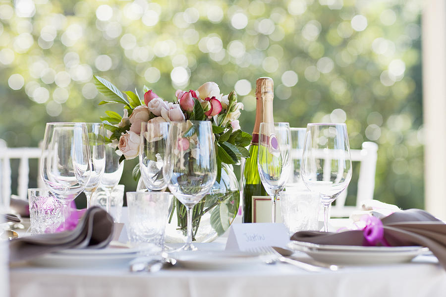 Close up of wedding reception place setting Photograph by Tom Merton