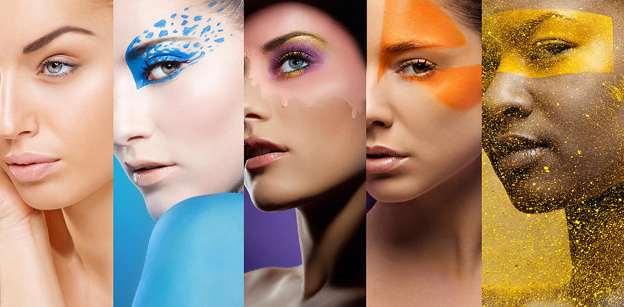 Close-up Of Womens Faces With Various Colourful Make-ups Photograph by Lorado