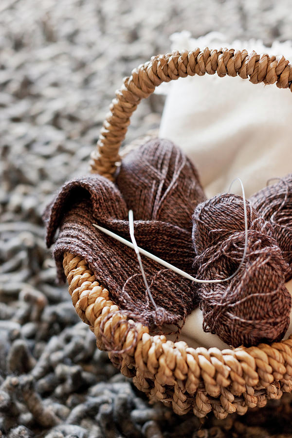 Close Up Of Yarn In Knitting Basket by Nils Hendrik Mueller