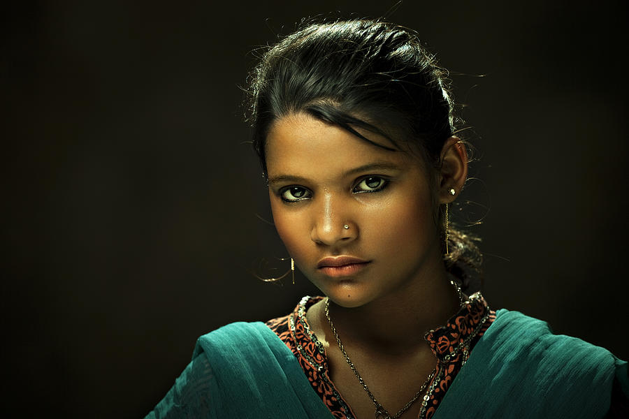 Close-up of young and beautiful rural Indian woman Photograph by Gawrav