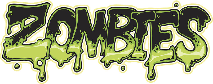 Close-up of zombies in green and black font Drawing by Big_Ryan