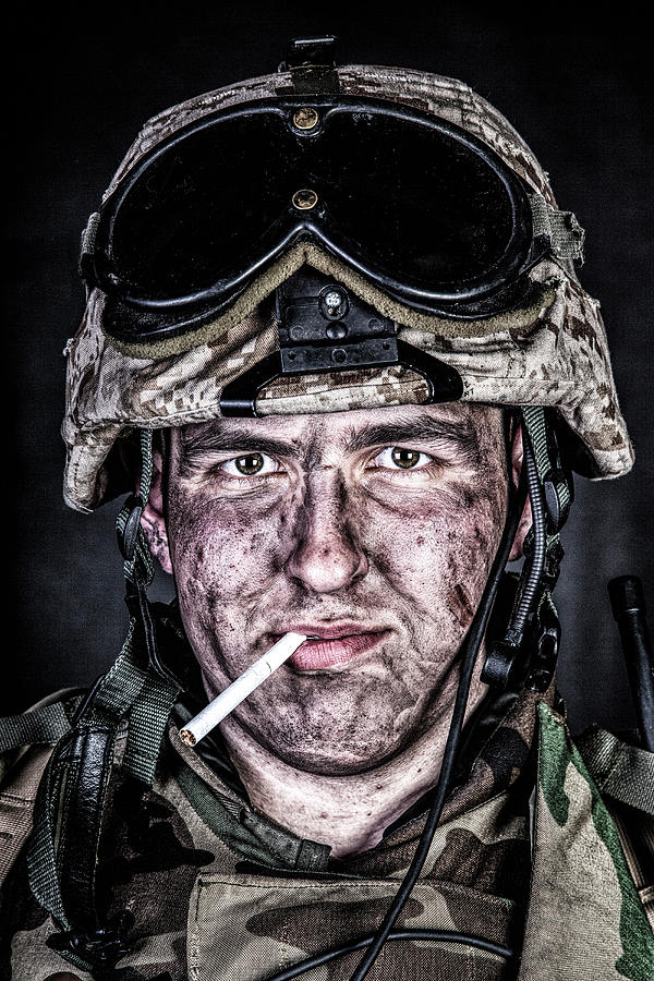 Close-up Portrait Of A U.s. Marine Photograph by Oleg Zabielin