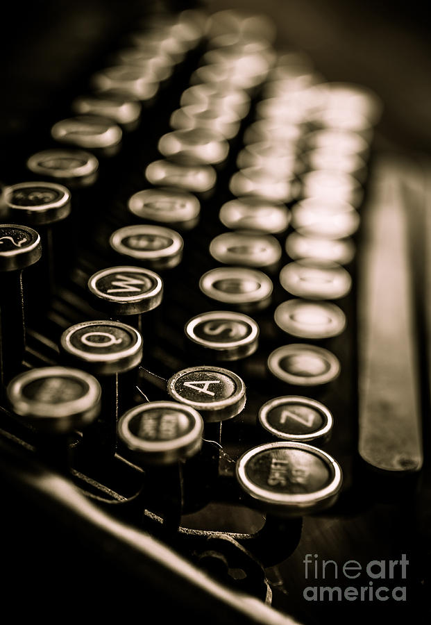 Vintage Photograph - Close up vintage typewriter by Edward Fielding