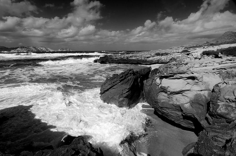 Nature Photograph - Black and white minorcan beach - Close your eyes and feel the sea aroma by Pedro Cardona Llambias