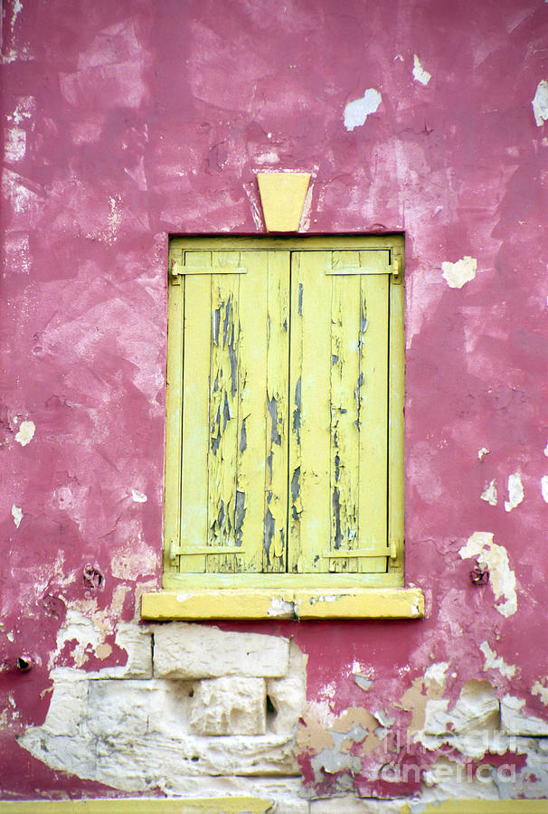 Closed Yellow Shutters on an Abandoned Building Photograph by Oscar Gutierrez