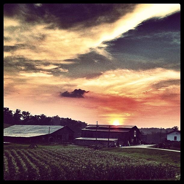 Closer View Of The Farm W/sunset Photograph by Sarah Steele