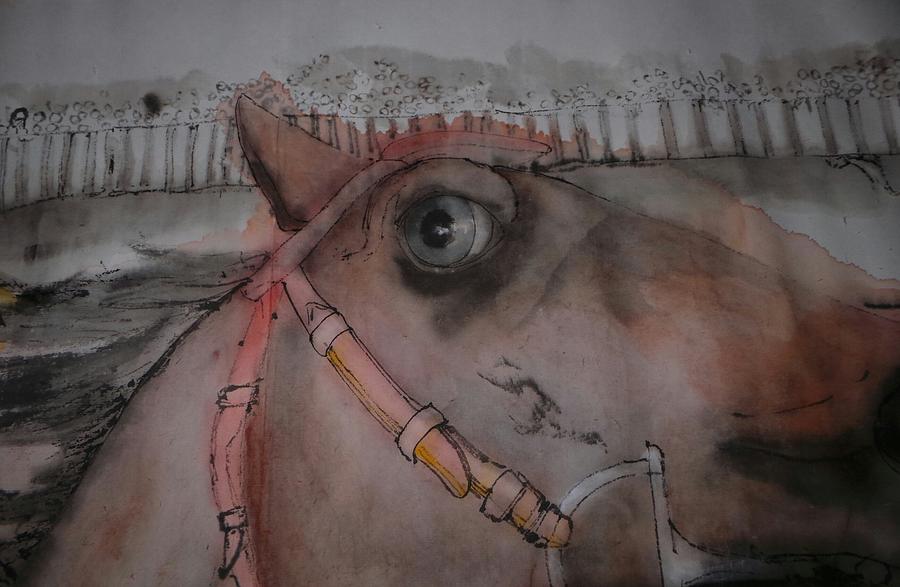 closeup Italian il Palio horse race album Painting by Debbi Saccomanno Chan