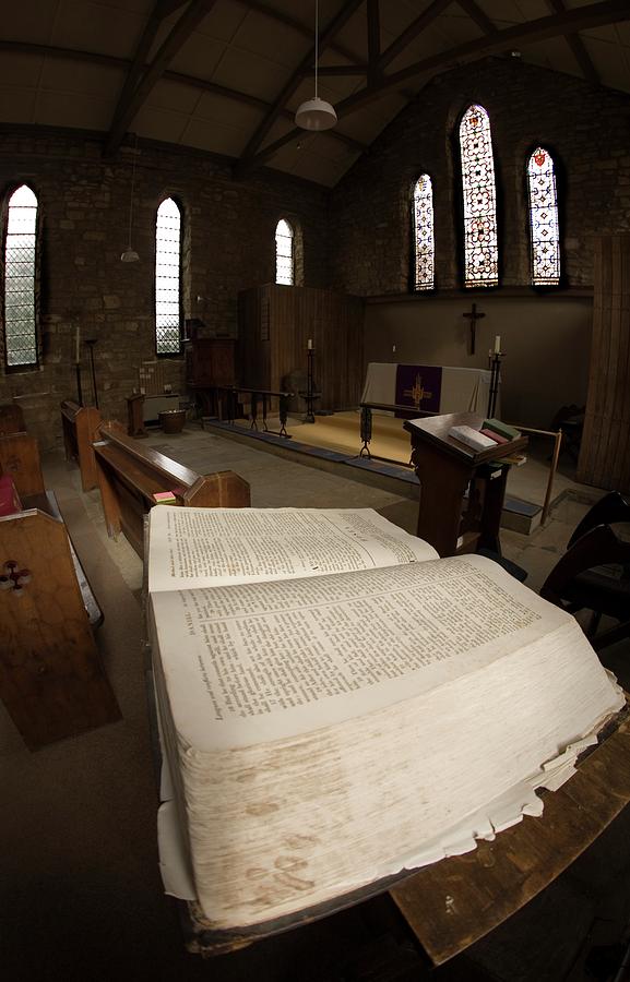 Closeup Of A Bible Inside A Church Photograph by John Short