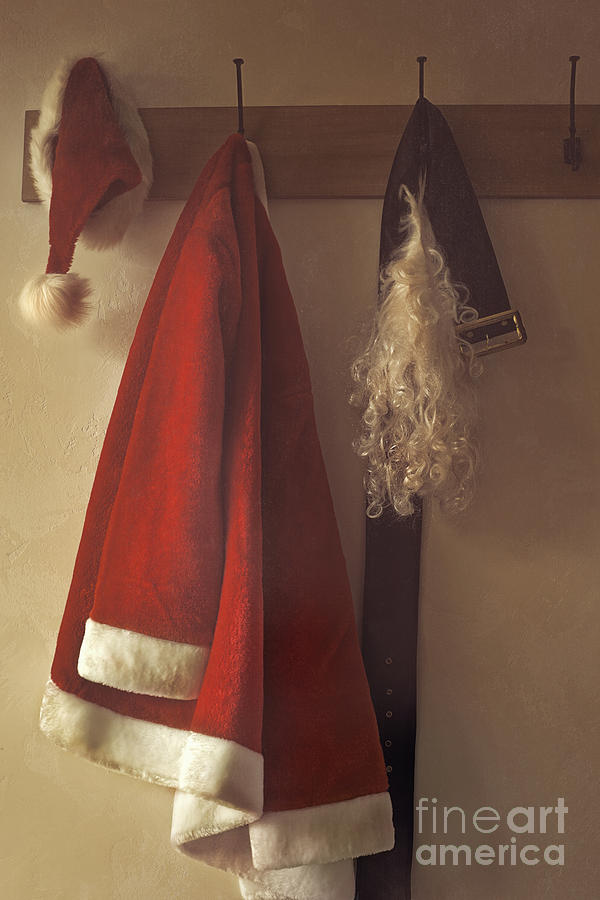 Closeup of Santa suit and beard on hook Photograph by Sandra Cunningham