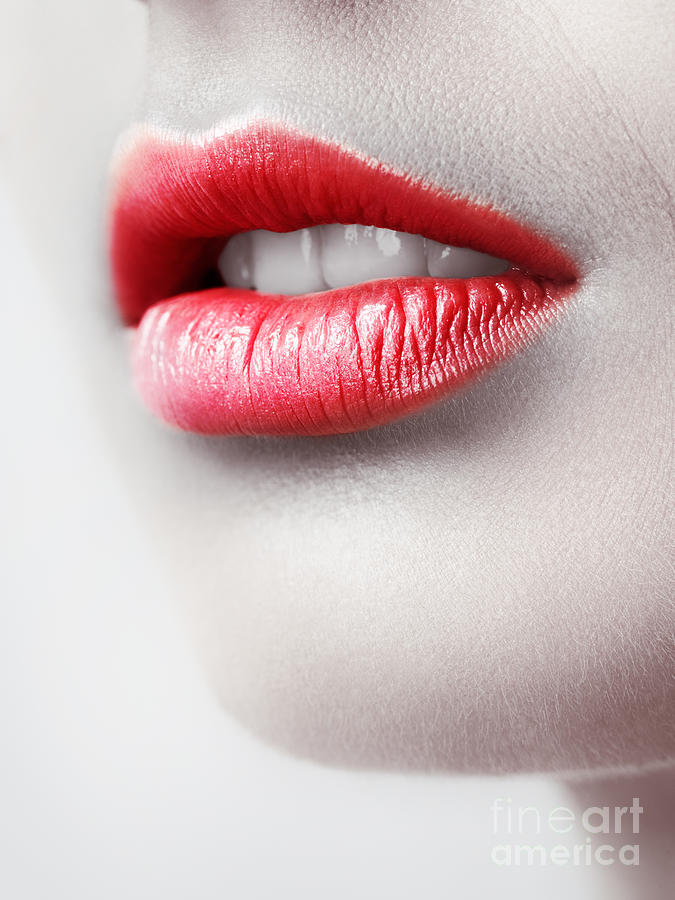 Closeup Of Young Woman Red Lips Photograph By Oleksiy Maksymenko 