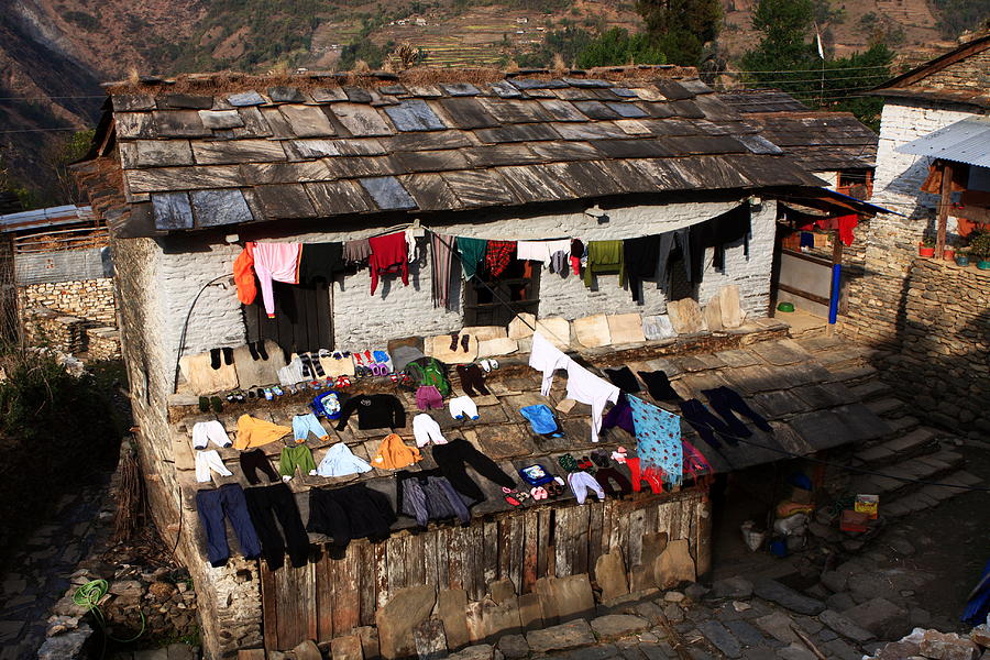 Clothes Line - Annapurna Circut - Nepal Photograph by Aidan Moran