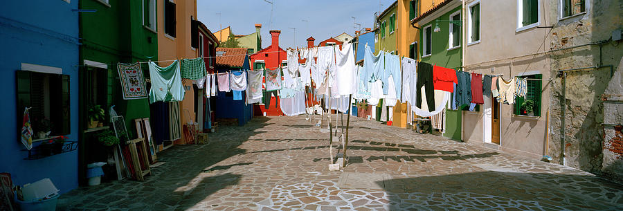 Clothesline In A Street, Burano Photograph by Panoramic Images