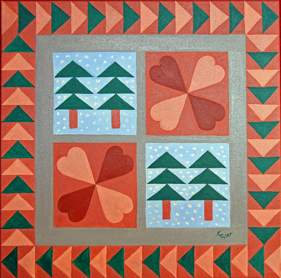 Quilt Block Painting - Clothesline of Quilts by Karen  Syler