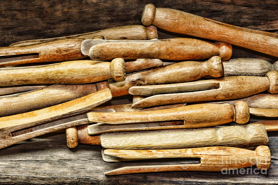 Vintage Photograph - Clothespins by Paul Ward