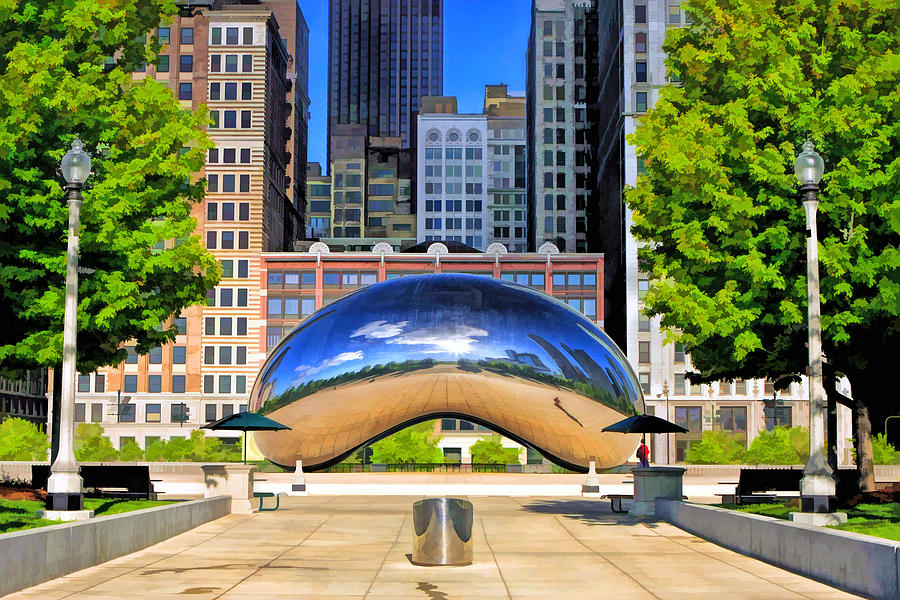 Chicago Cloud Gate Park Painting by Christopher Arndt