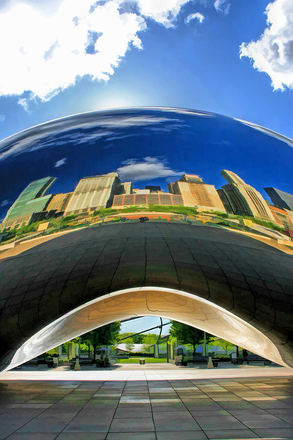 Chicago Cloud Gate Under the Bean Painting by Christopher Arndt