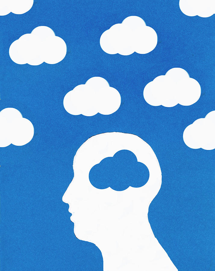 Cloud Pattern And Mans Head With Blue Photograph by Ikon Ikon Images