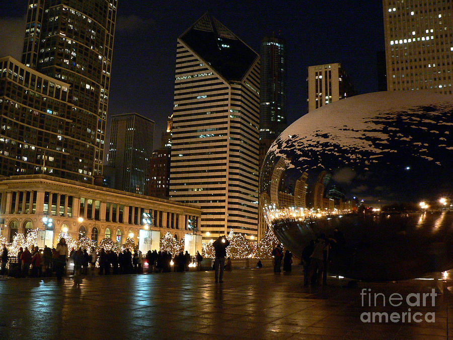 Cloudgate Photograph - Cloudgate in snow by David Bearden