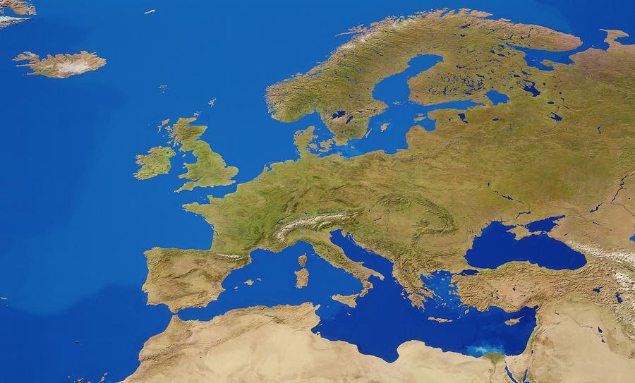 Cloudless Satellite Image Of Europe Photograph by Tom Van Sant, Geosphere Project/planetary Visions/science Photo Library