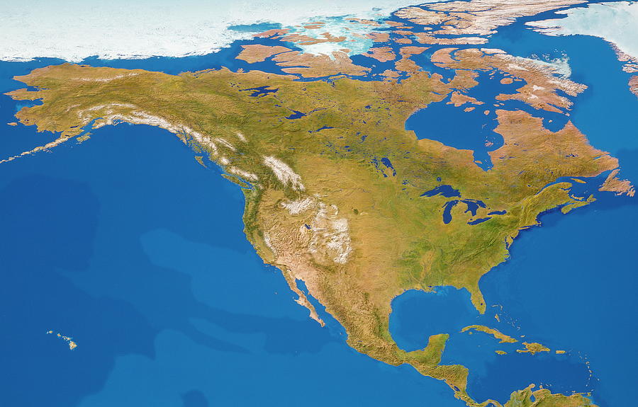Cloudless Satellite Image Of North America Photograph By Tom Van Sant