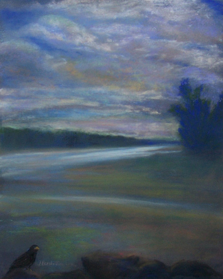 Clouds and a Crow - North Bay Pastel by Jackie Bush-Turner